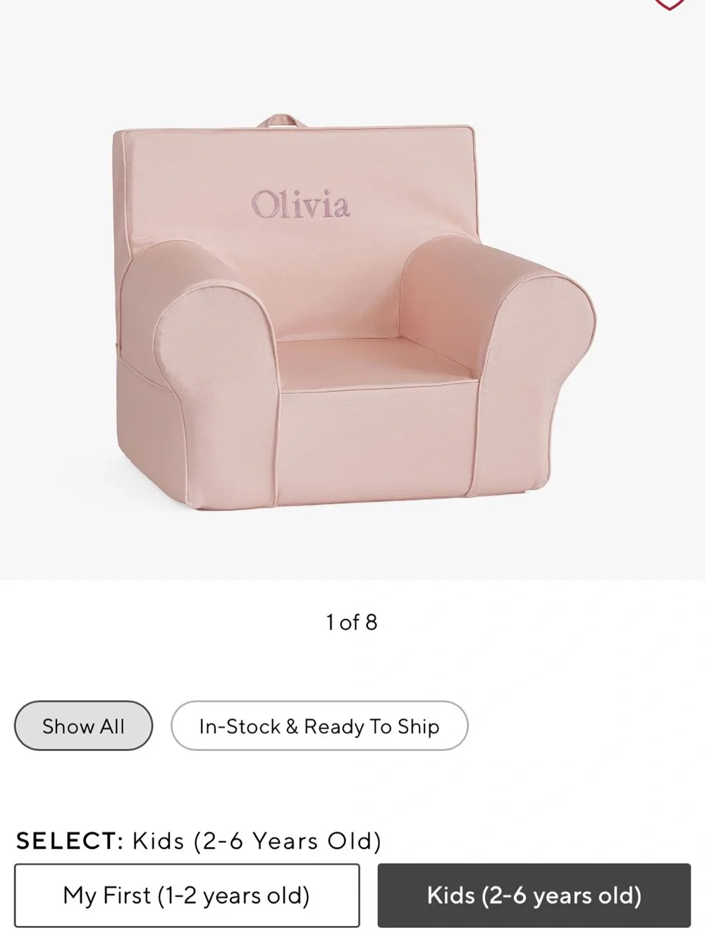 Pottery Barn kids chair cover light pink “Violet” cover only